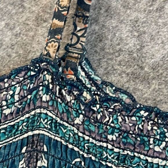 MUDD Summer Dress Medium Multicolor Floral Striped Midi Smocked Sleeveless Sun - Picture 12 of 13